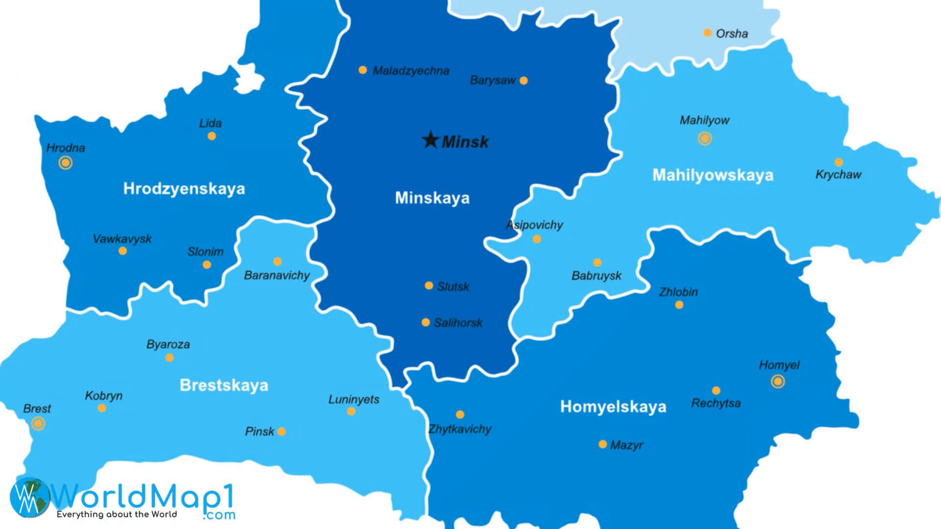 Regions of Belarus Map